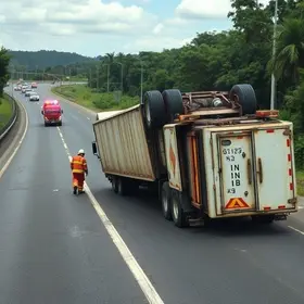 caminhão tomba na BR-050