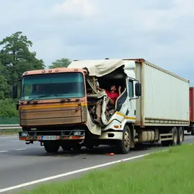 motorista de carreta prensado por carga